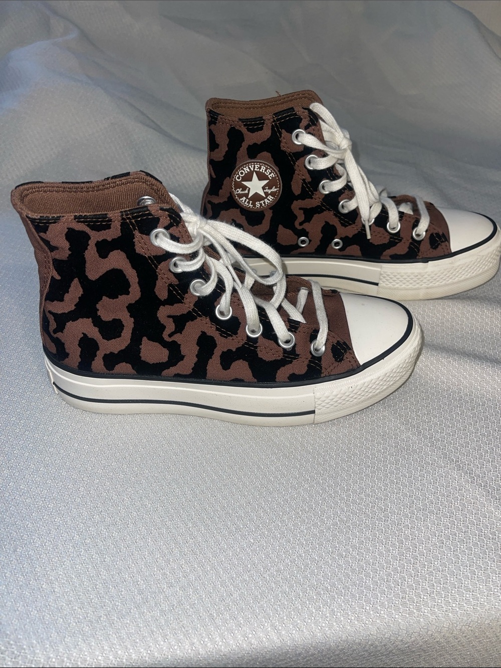 Converse High Top Sneakers - Brown and Black Leopard Print